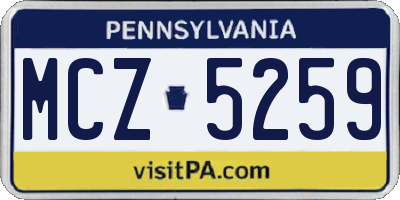 PA license plate MCZ5259