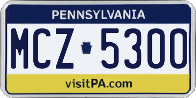 PA license plate MCZ5300