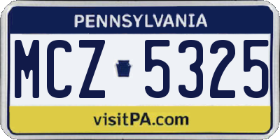 PA license plate MCZ5325