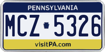 PA license plate MCZ5326