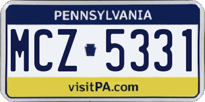 PA license plate MCZ5331