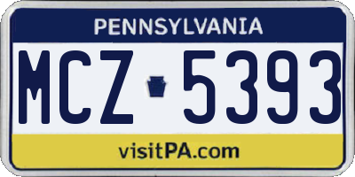 PA license plate MCZ5393