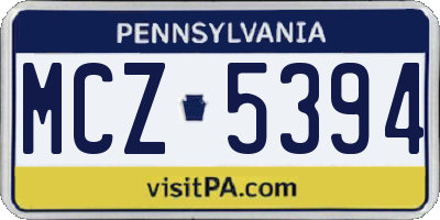 PA license plate MCZ5394
