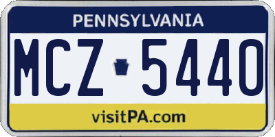 PA license plate MCZ5440