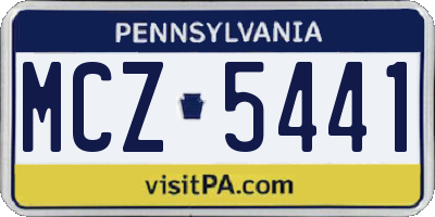 PA license plate MCZ5441
