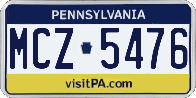 PA license plate MCZ5476