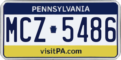 PA license plate MCZ5486