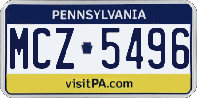PA license plate MCZ5496