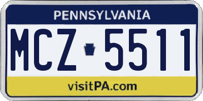 PA license plate MCZ5511