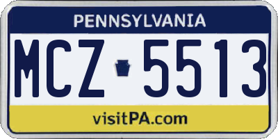 PA license plate MCZ5513