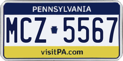 PA license plate MCZ5567