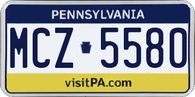 PA license plate MCZ5580
