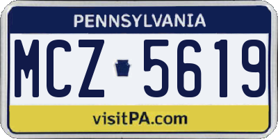 PA license plate MCZ5619
