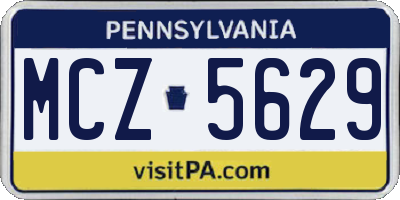 PA license plate MCZ5629