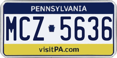 PA license plate MCZ5636