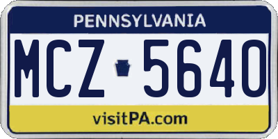 PA license plate MCZ5640