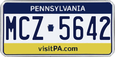 PA license plate MCZ5642