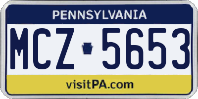 PA license plate MCZ5653