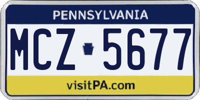 PA license plate MCZ5677