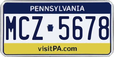 PA license plate MCZ5678