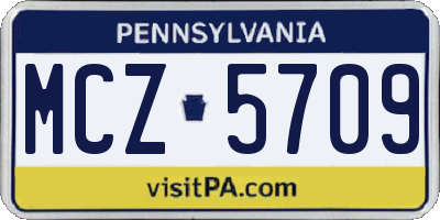 PA license plate MCZ5709