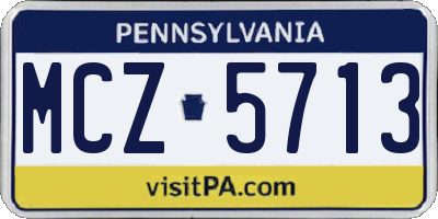 PA license plate MCZ5713