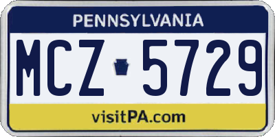 PA license plate MCZ5729