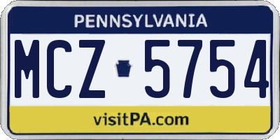 PA license plate MCZ5754