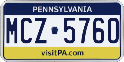 PA license plate MCZ5760