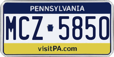 PA license plate MCZ5850