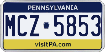 PA license plate MCZ5853