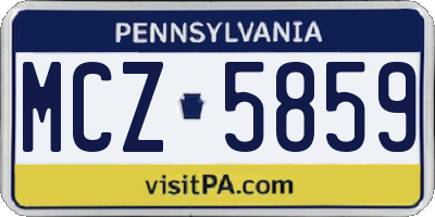 PA license plate MCZ5859