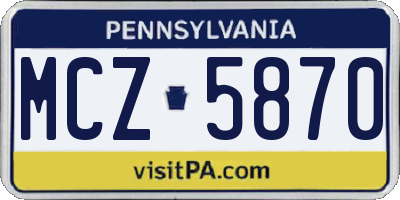 PA license plate MCZ5870