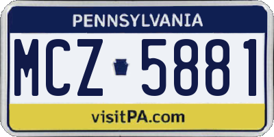 PA license plate MCZ5881