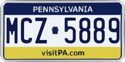 PA license plate MCZ5889