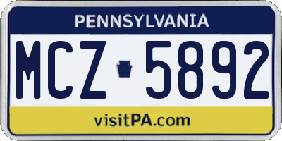 PA license plate MCZ5892