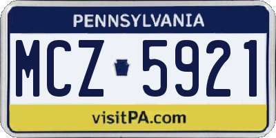 PA license plate MCZ5921
