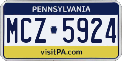 PA license plate MCZ5924
