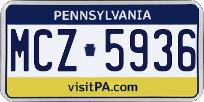 PA license plate MCZ5936