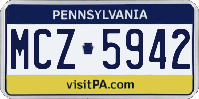 PA license plate MCZ5942