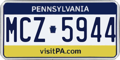 PA license plate MCZ5944