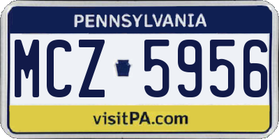 PA license plate MCZ5956