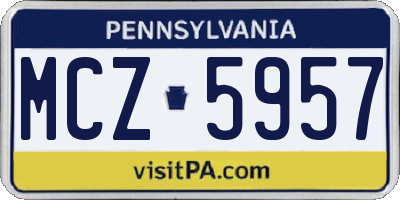 PA license plate MCZ5957