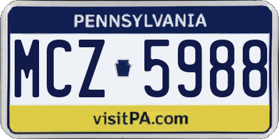 PA license plate MCZ5988