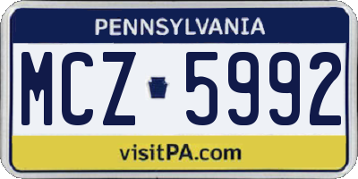 PA license plate MCZ5992