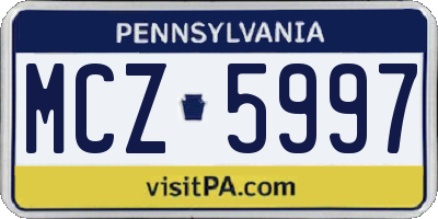PA license plate MCZ5997