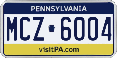 PA license plate MCZ6004