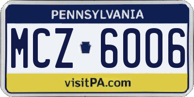 PA license plate MCZ6006