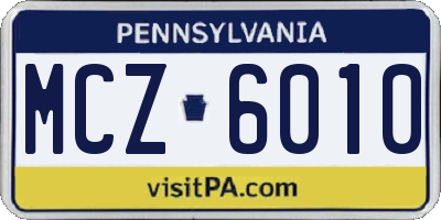 PA license plate MCZ6010