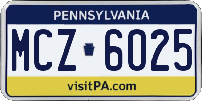 PA license plate MCZ6025